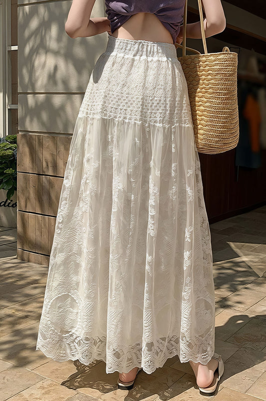 Lace Tulle Swing High Waist Skirt