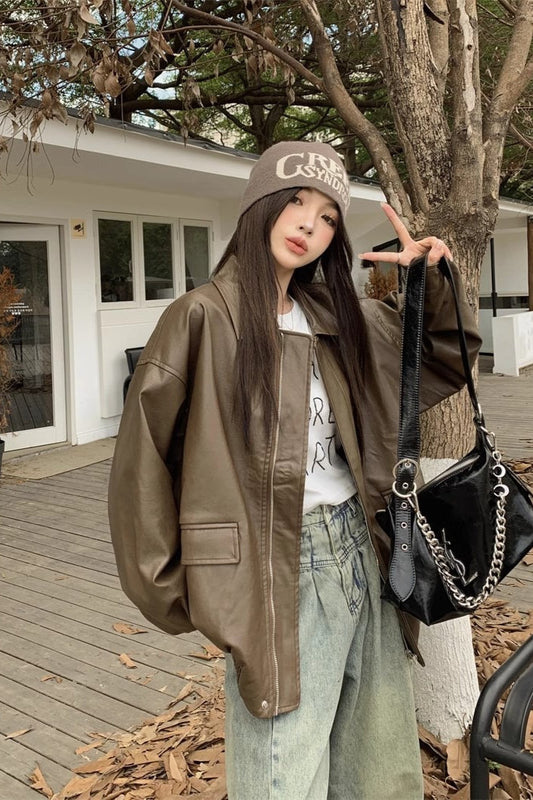 Short Length Oversized Moto Jacket