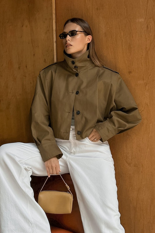 Veste à manches longues et col plissé