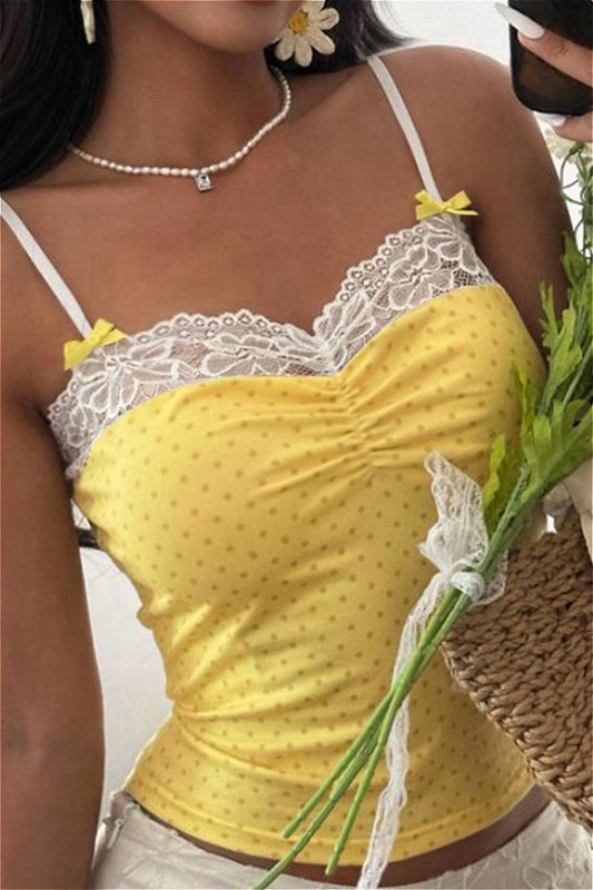 Cami-Crop-Top mit Schleifendetail und Blumenmuster