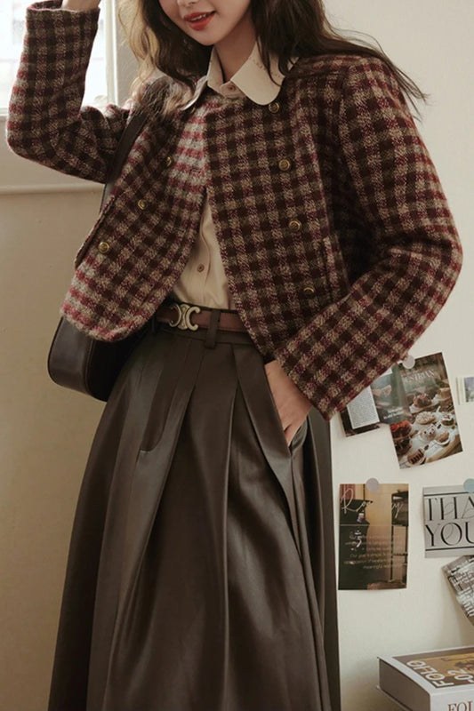 Vintage Plaid Single Breasted Outerwear