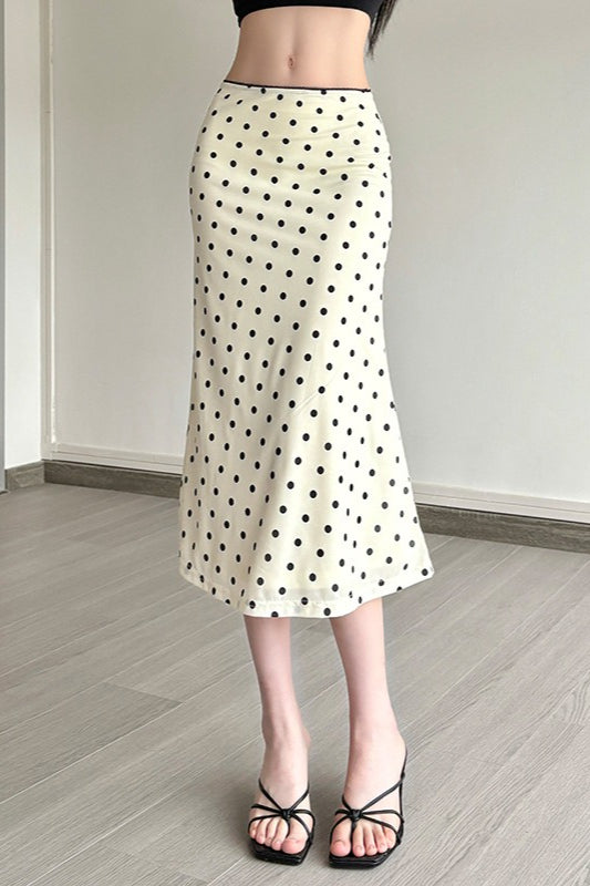 Solid Polka Dot High Waist Bodycon Skirt
