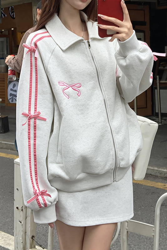 Bow Splice Sweatshirt Zip-Up Jacket
