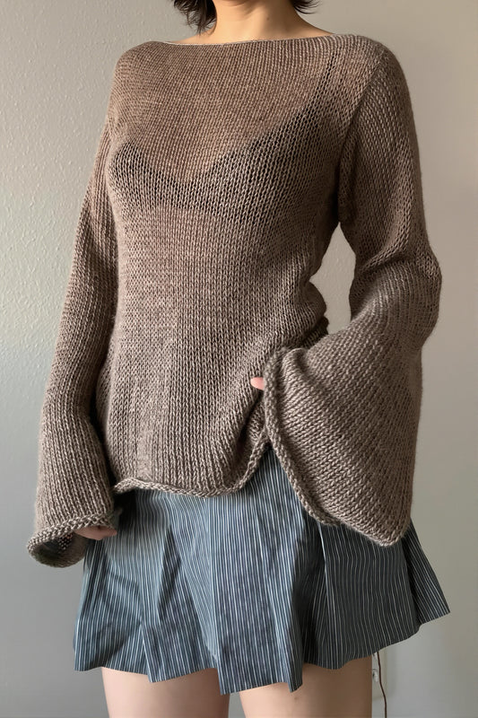 Bell Sleeve Open Back Sweater