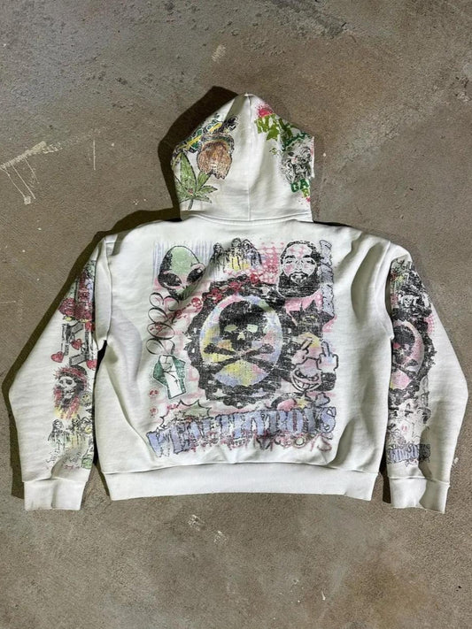 Graffiti Printed Gothic Hoodie