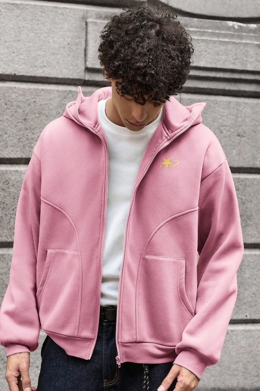 Star Detail Zip Hoodie