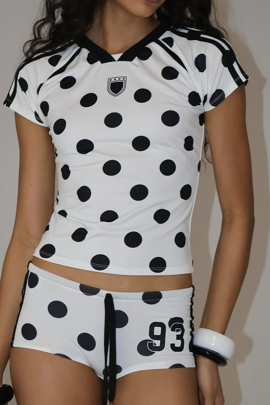 Number Print Fitted Tee Two Pieces Set