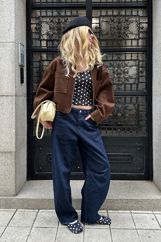 Loose Fit Brown Suede Jacket