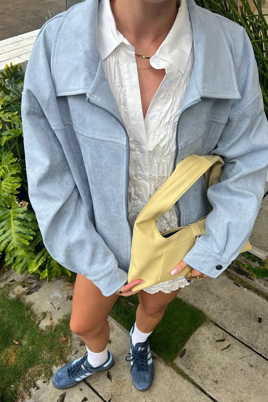 Veste décontractée en daim bleu