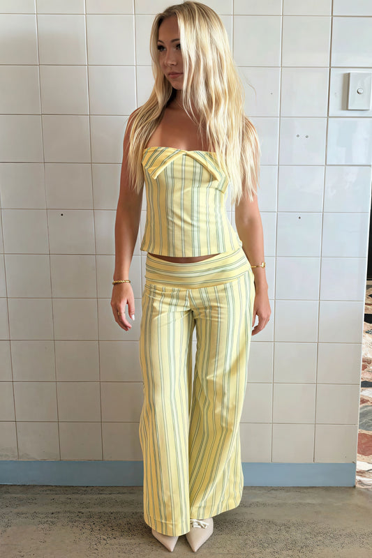 Striped Halter Cami Wide Leg Pants Two Piece Set