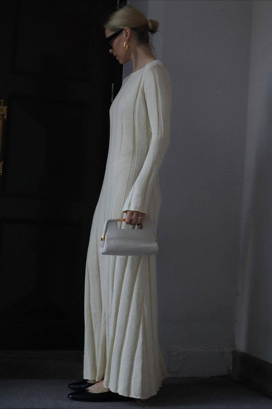 Solid A Line Maxi Sweater Dress S / White