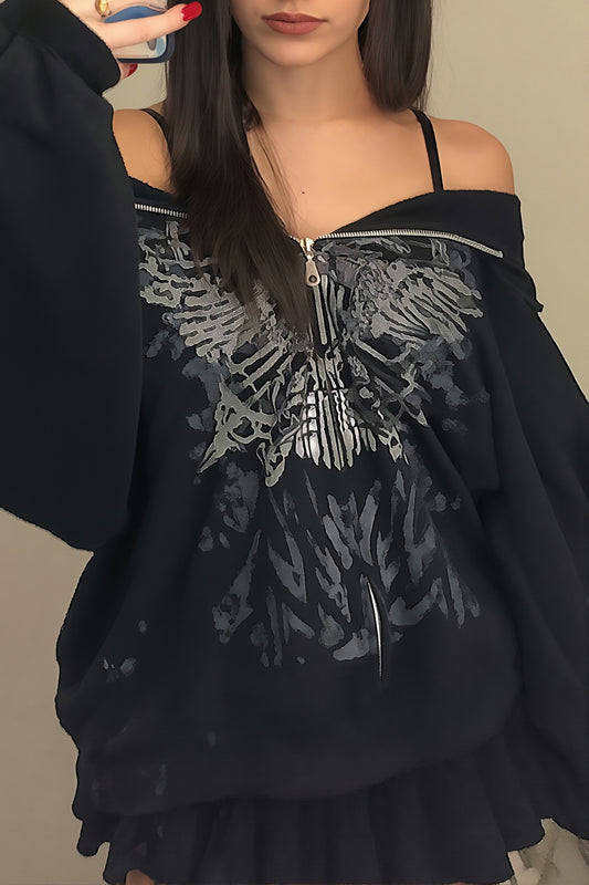 Butterfly Graphic Off Shoulder Sweatshirt