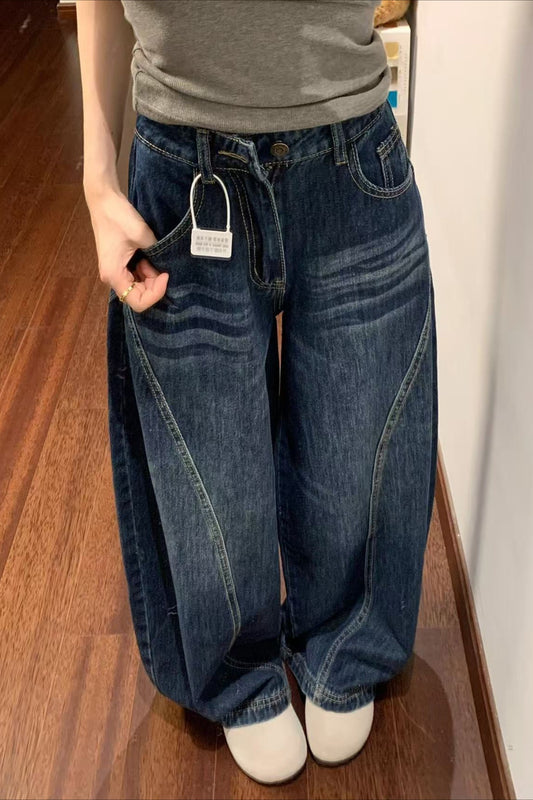 Vintage Blue High Waist Wide Leg Jeans