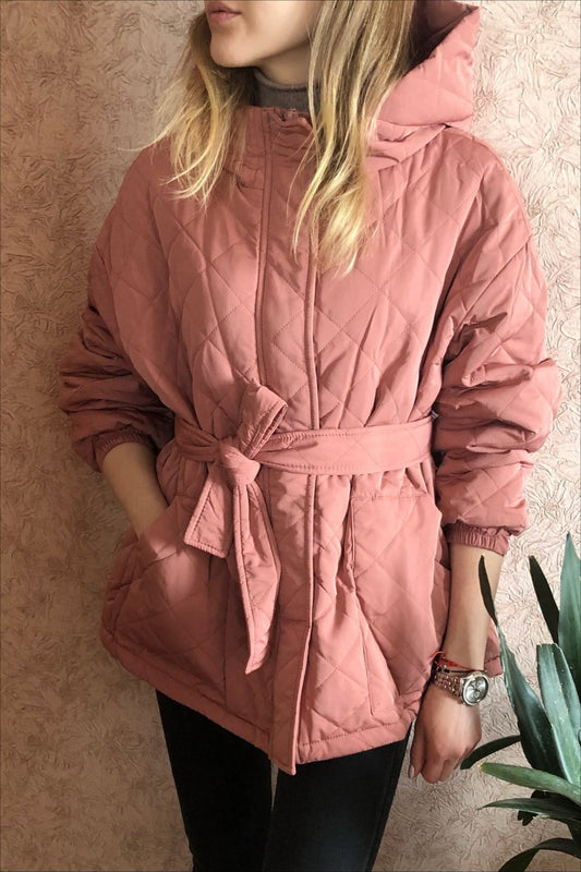 Plus Size Diamond Quilted Puffer Jacket