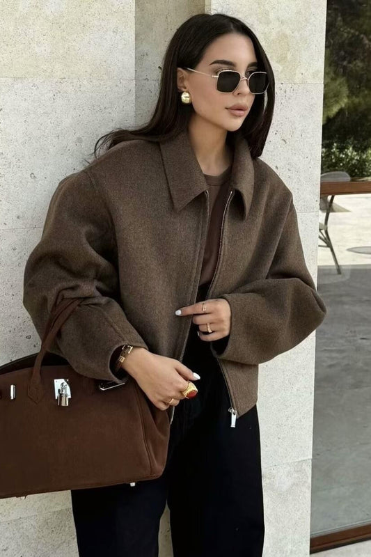 Minimalist Lapel Short Wool Coat coats