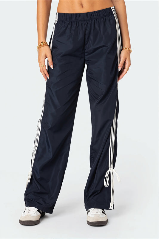Contrast Side Stripe Tie Pants