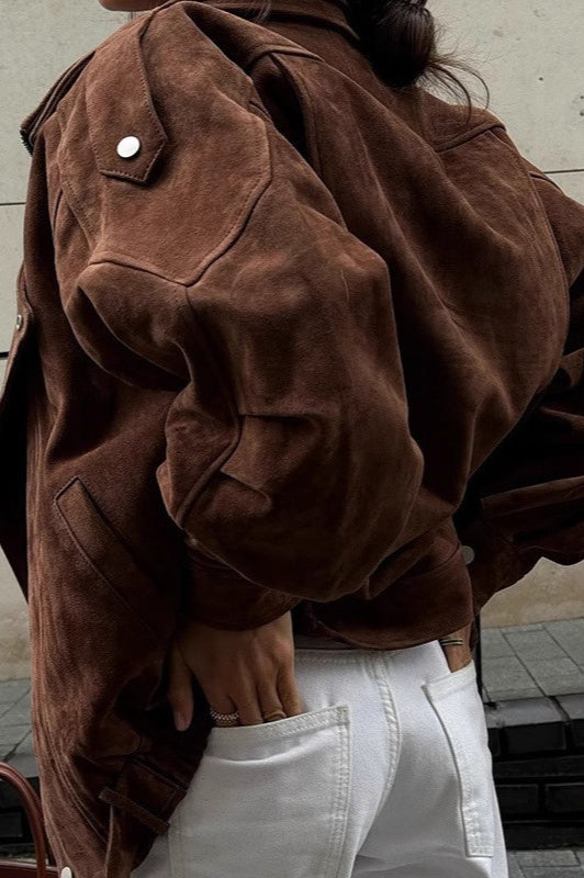 Manteau marron vintage coupe ample