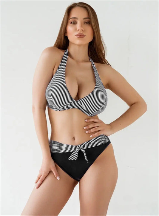 Nylon High Waist Shaping Bikini Two Piece Swim Set