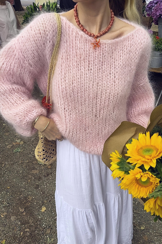 Fuzzy Crew Neck Relaxed Sweater