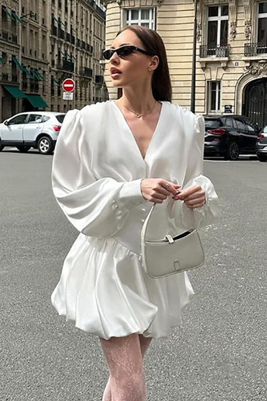 Robe bohème élégante en satin à bulles