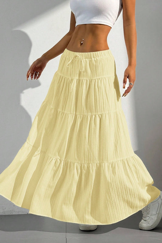 Tiered Drawstring Maxi Skirt