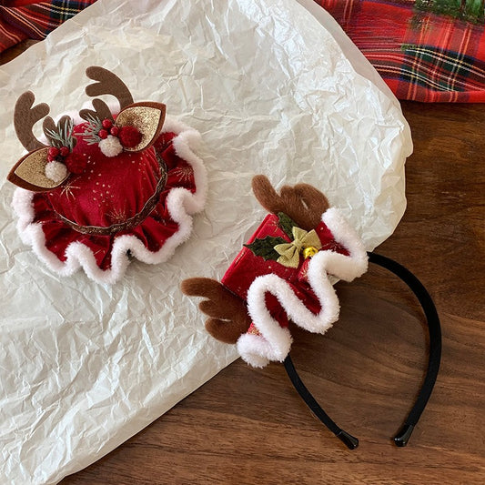 Plush Antler Cute Photo Festive Hair Accessory