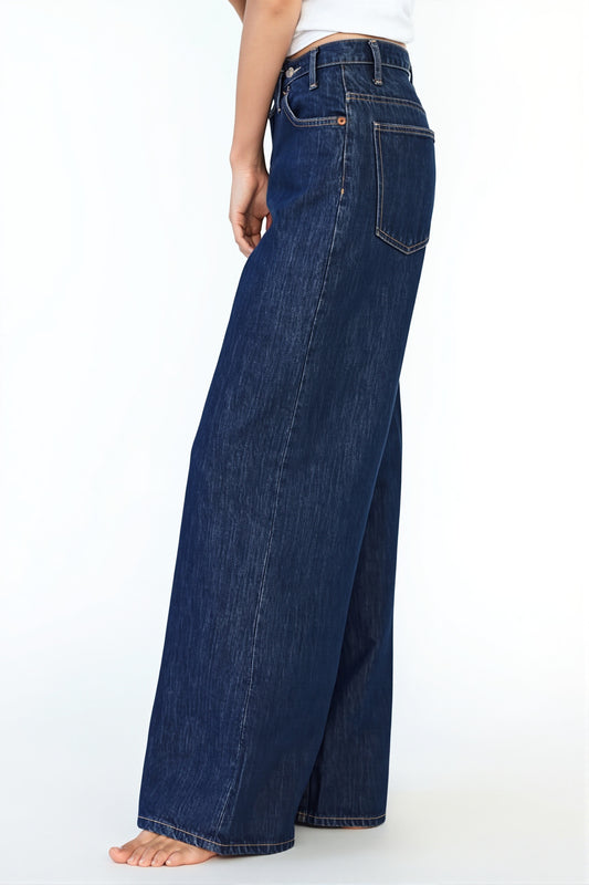 Asymmetric Waist Wide Leg Jeans