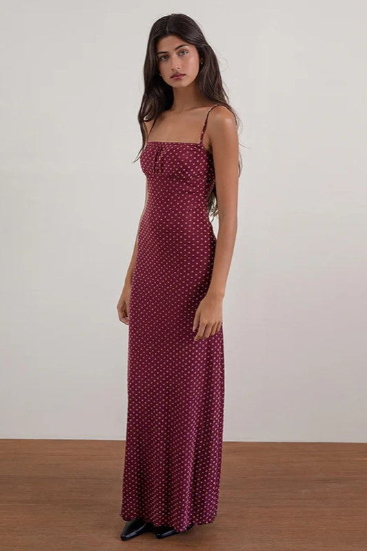 Sexy Backless Polka Dot Cami Maxi Dress