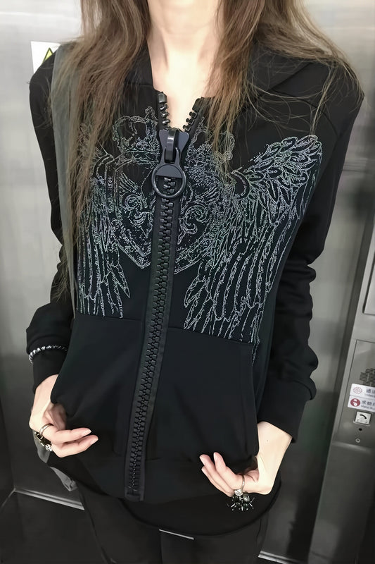 Wing Graphic Large O Ring Hoodie