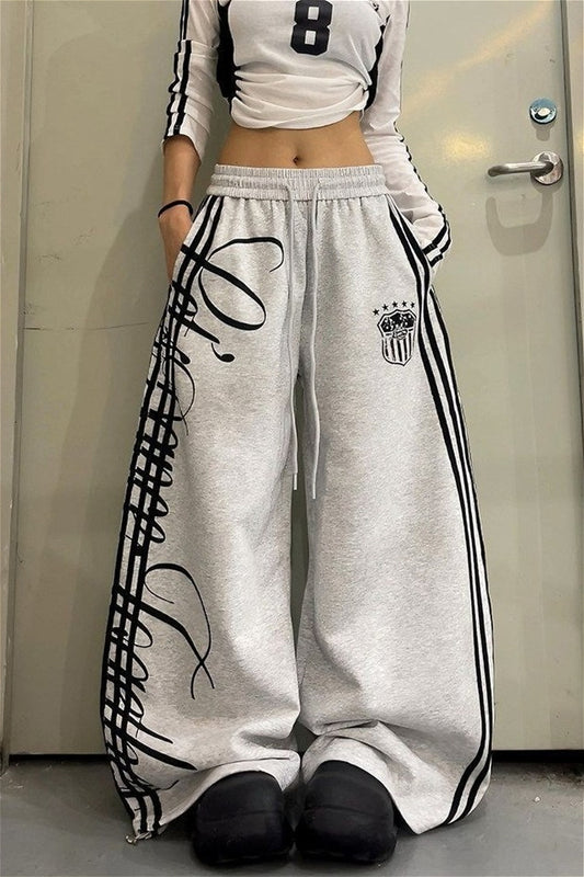 Graphic Stripe Wide Leg Sport Pants