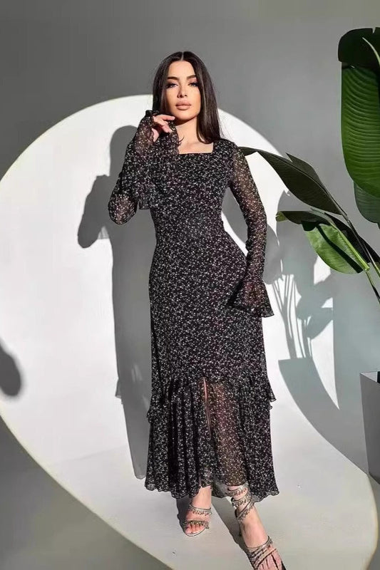 Robe longue décontractée tendance à imprimé floral