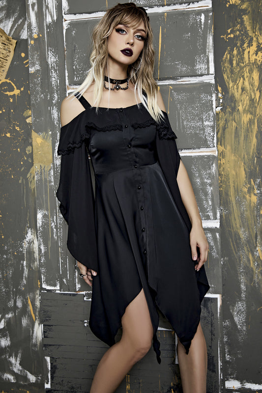 Strappy Bardot Gothic Dress