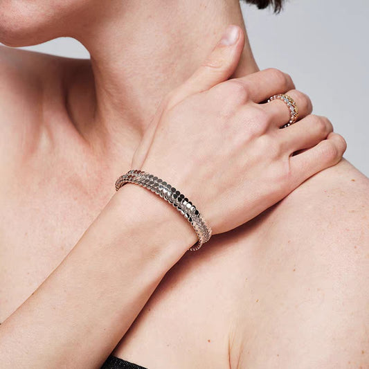 Minimalist Round Bead Zircon Open Bracelet