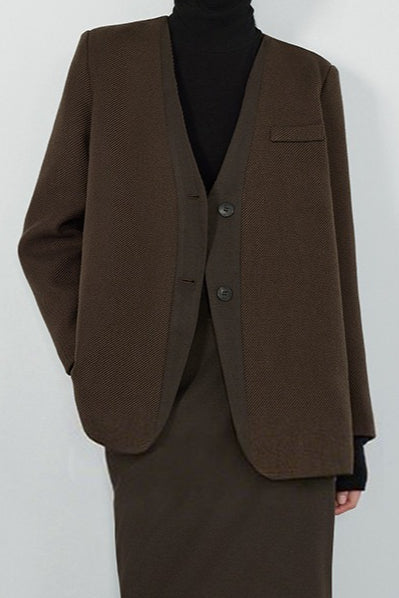 V Neck Single Breasted Blazer