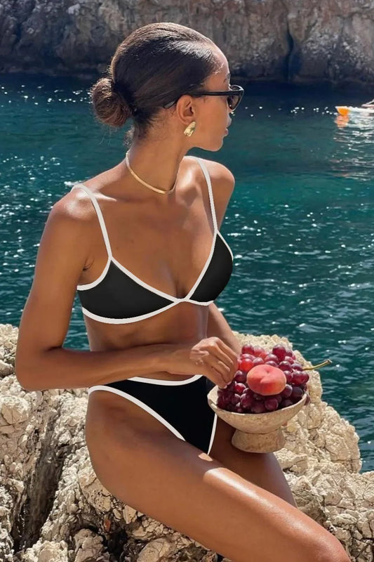 Ensemble micro bikini noir et blanc