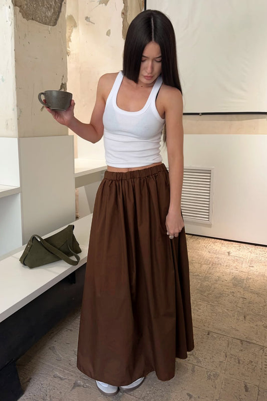 Elastic-Waist Full Maxi Skirt
