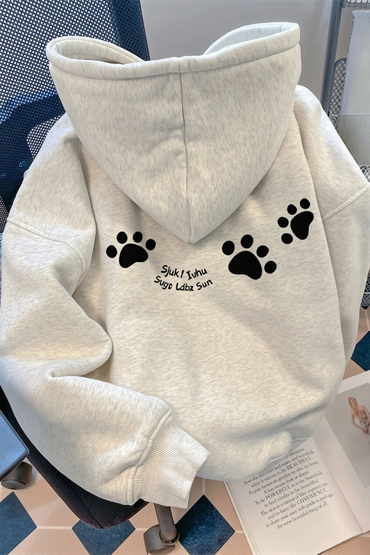 Paw Print Fleece Option Pullover Hoodie