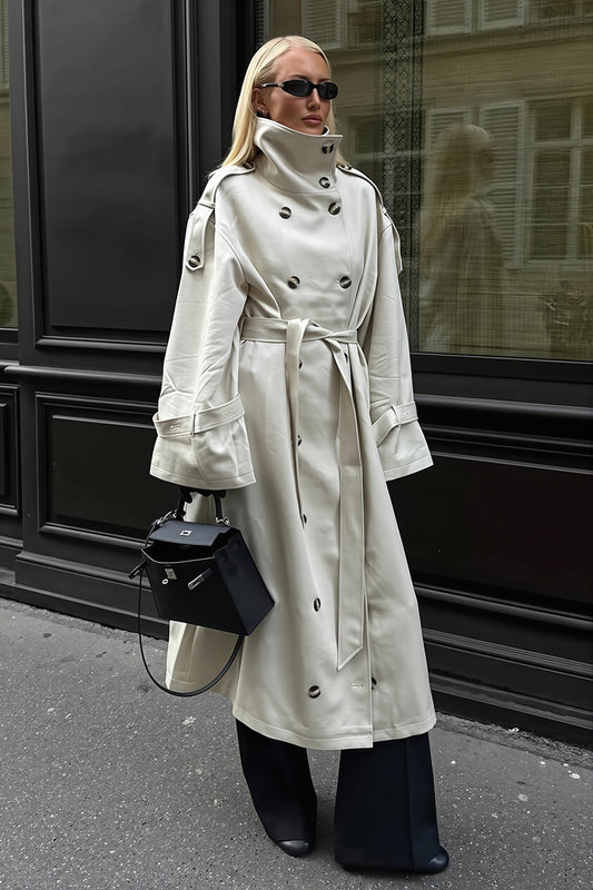 High Collar Double Breasted Trench Coat