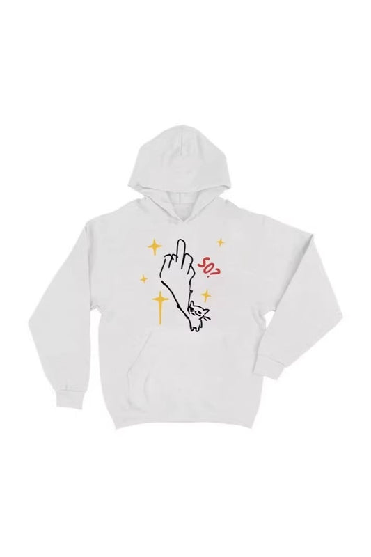 Cat Gesture Graphic Heavyweight Pullover Hoodie
