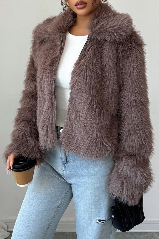 Plush Long Sleeve Elegant Maxi Coat