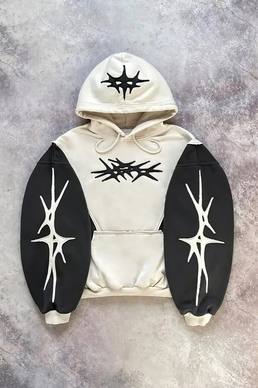 Splice Abstract Print Pullover Hoodie