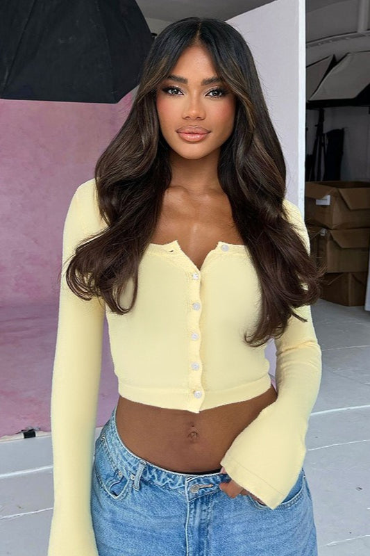 Fresh Knit Cropped Long Sleeve Blouse