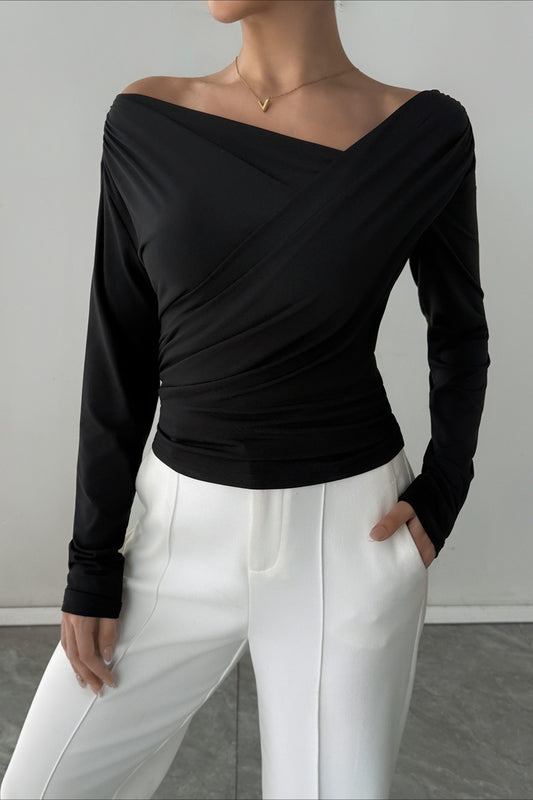 Crossover Off Shoulder Ruched Top