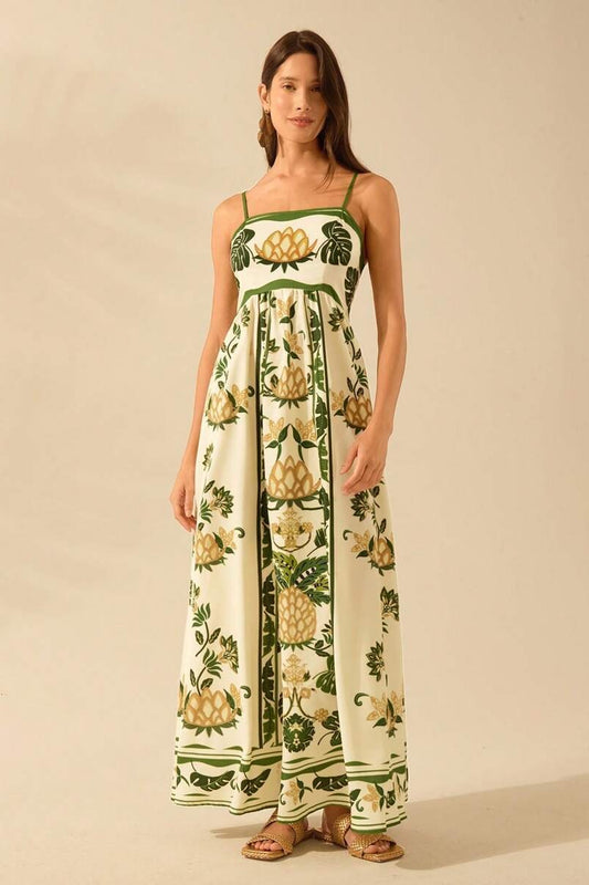 Tropical Floral Ruffle Beach Boho Dress