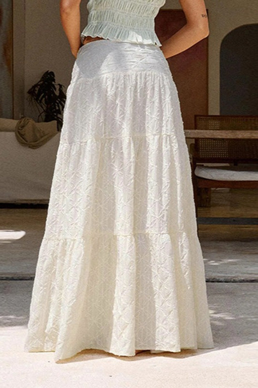 Textured High Slit Maxi Skirt