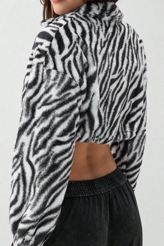 Leopard Print Fur Fleece-Lined Thickened Fluffy Jacket