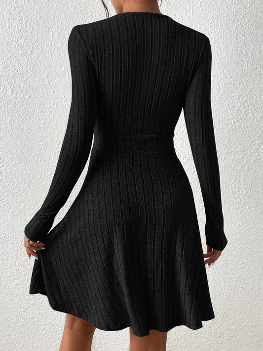 New Slim Sexy Sheath Dress Waist Slimming Short Little Black Dress knittop-250126
