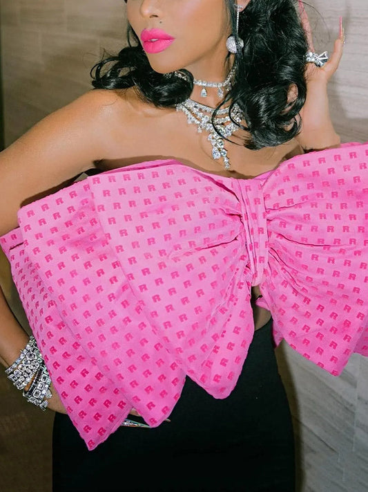 Bicolor Striped Sweetheart Neck Satin Classic Corset Tube Top - Pink Shirts & Tops