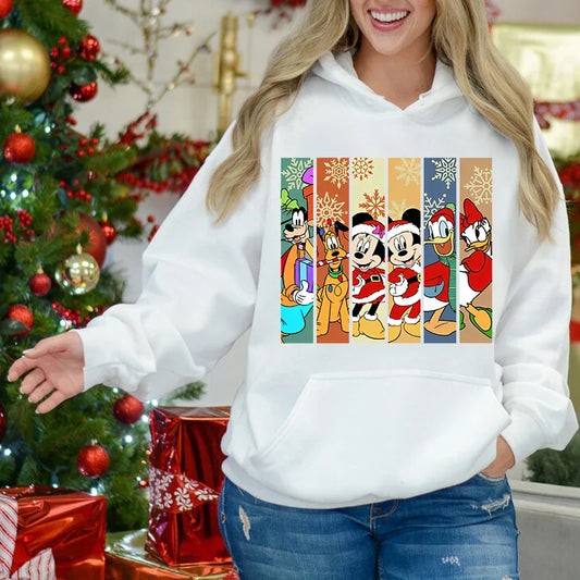 Charming Mickey Mouse Plus Velvet Sports Christmas Hoodie White / S Hoodies-L