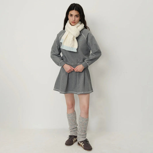 Winter Wool Blend Elegant Minimalist Two Color Splicing Scarf Scarfs-L